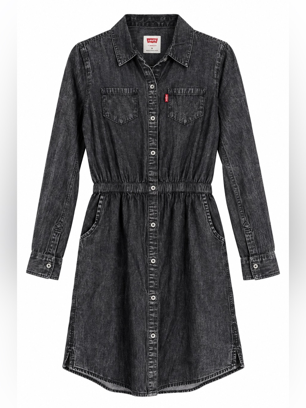NWT Levi’s Girls L 12-13 Black Acid Wash Denim Button Front Shirt Dress